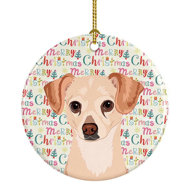 Chihuahua Cream Christmas Ceramic Ornament product image at NuMercy