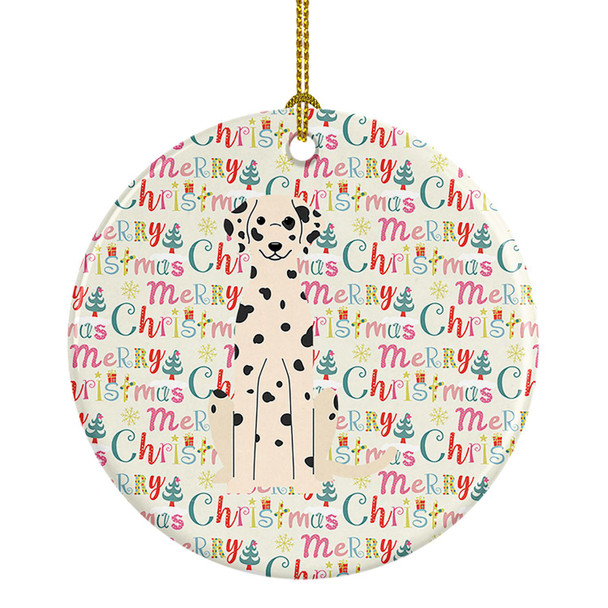Merry Christmas Dalmatian Ceramic Ornament product image at NuMercy
