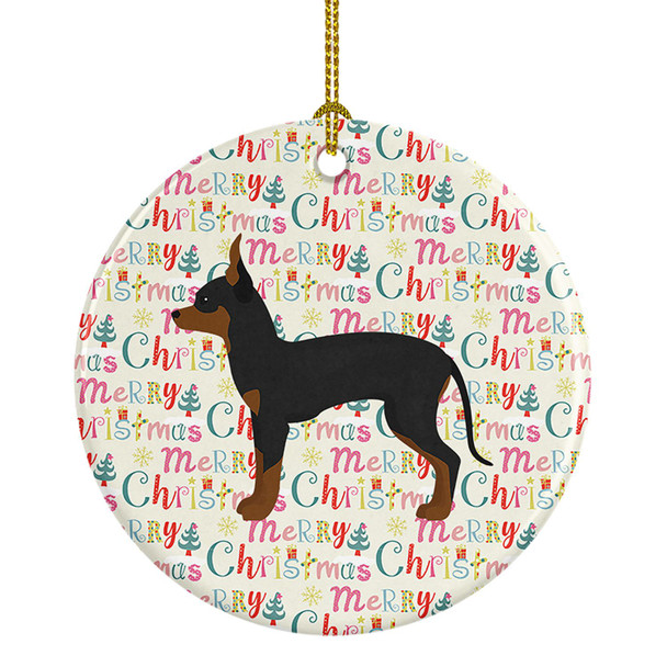 English Toy Terrier #1 Merry Christmas Ceramic Ornament product image at NuMercy
