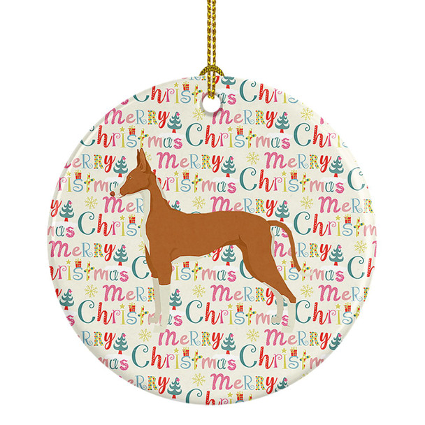 Ibizan Hound Merry Christmas Ceramic Ornament product image at NuMercy