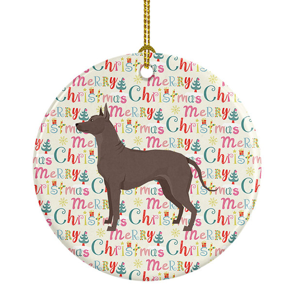 Mexican Hairless Dog Xolo Merry Christmas Ceramic Ornament product image at NuMercy