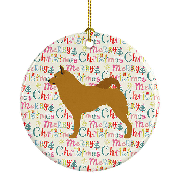 Finnish Spitz Merry Christmas Ceramic Ornament product image at NuMercy