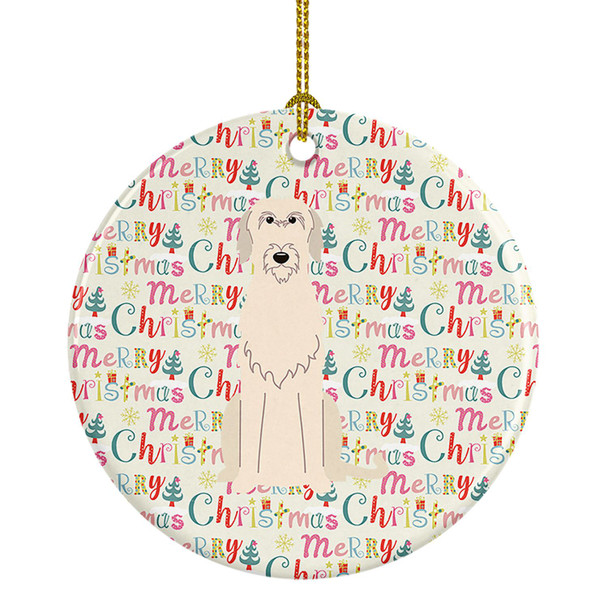 Merry Christmas Irish Wolfhound Ceramic Ornament WDK1608 product image at NuMercy