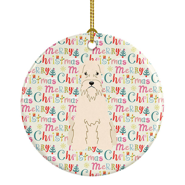 Merry Christmas Soft Coated Wheaten Terrier Ceramic Ornament product image at NuMercy