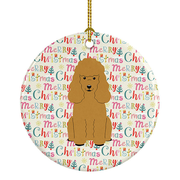 Merry Christmas Poodle Tan Ceramic Ornament product image at NuMercy