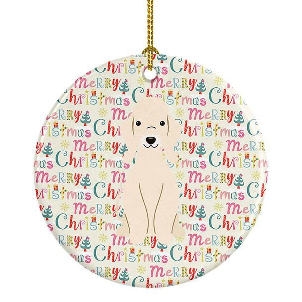 Merry Christmas Bedlington Terrier Sandy Ceramic Ornament product image at NuMercy
