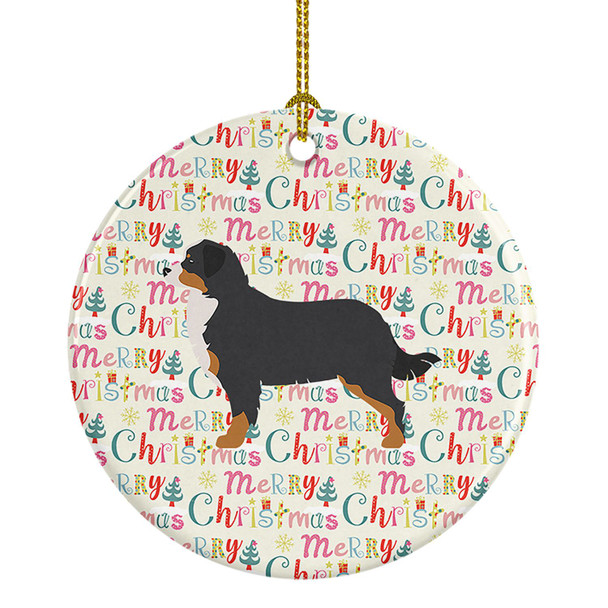 Bernese Mountain Dog Merry Christmas Ceramic Ornament product image at NuMercy