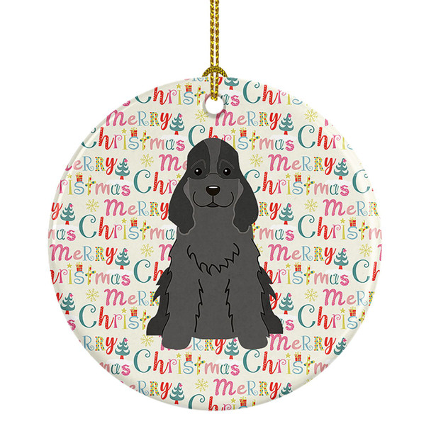 Merry Christmas Cocker Spaniel Black Ceramic Ornament product image at NuMercy