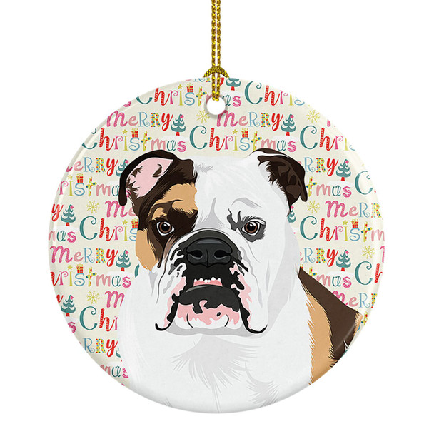 English Bulldog Tricolor #3 Christmas Ceramic Ornament product image at NuMercy