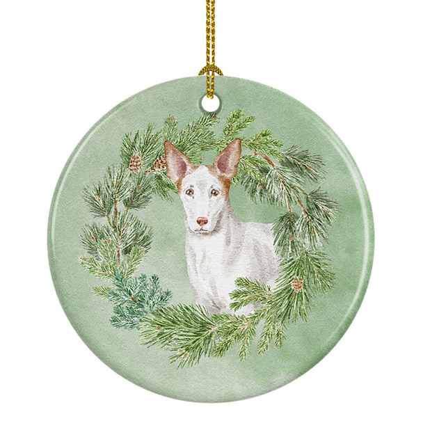 Ibizan Hound Christmas Wreath Ceramic Ornament product image at NuMercy