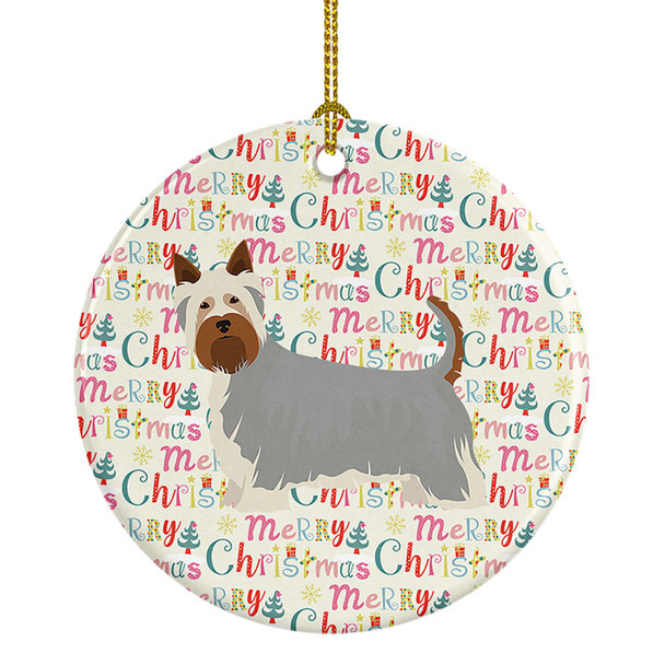Australian Silky Terrier #2 Merry Christmas Ceramic Ornament product image at NuMercy