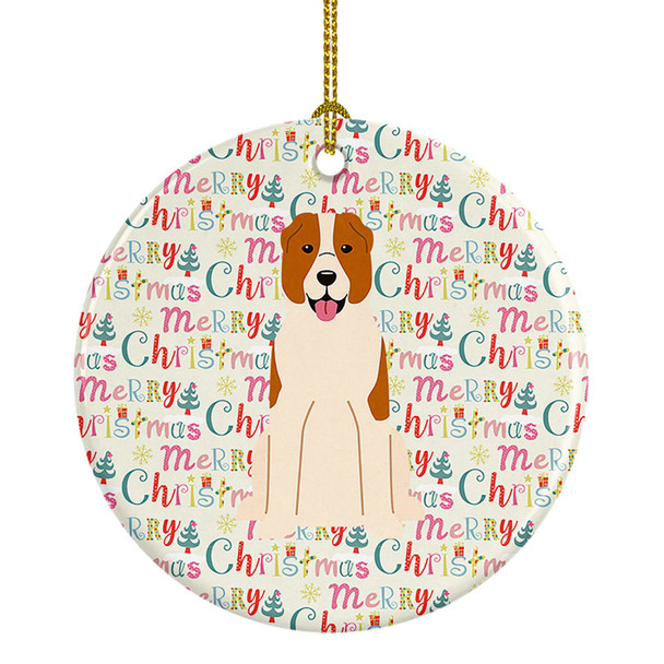 Merry Christmas Central Asian Shepherd Dog Ceramic Ornament product image at NuMercy