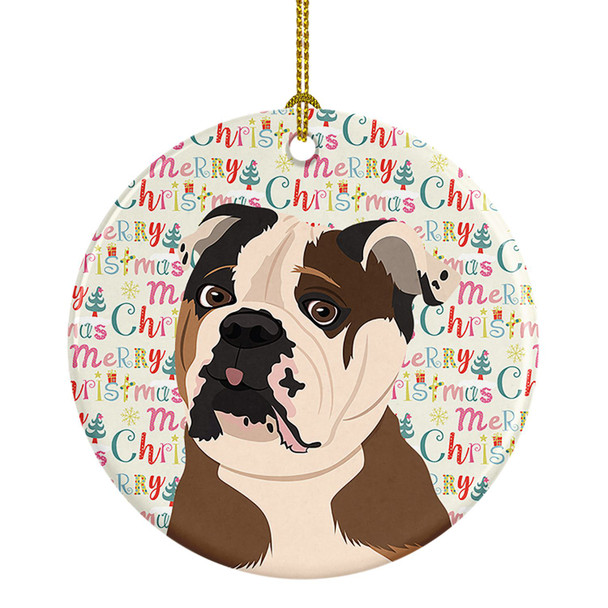 English Bulldog Chocolate Tan Christmas Ceramic Ornament product image at NuMercy