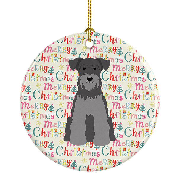 Merry Christmas Miniature Schnauzer Black Silver Ceramic Ornament product image at NuMercy