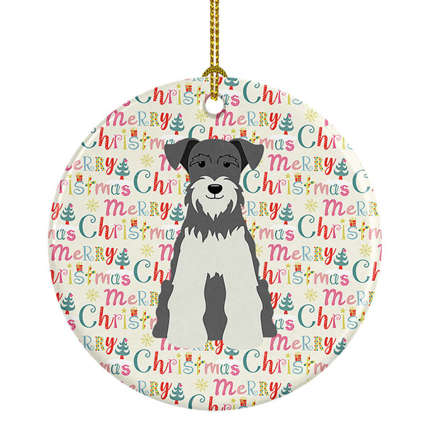 Merry Christmas Miniature Schnauzer Salt and Pepper Ceramic Ornament product image at NuMercy