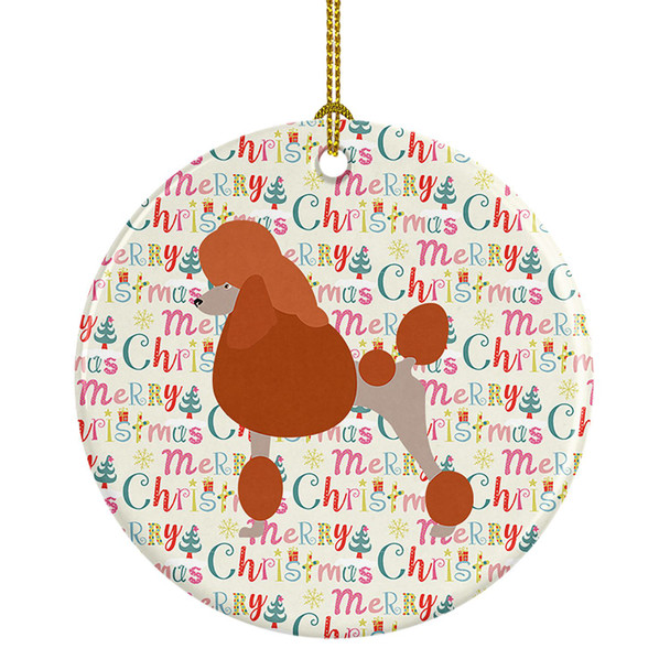 Royal Poodle Merry Christmas Ceramic Ornament product image at NuMercy