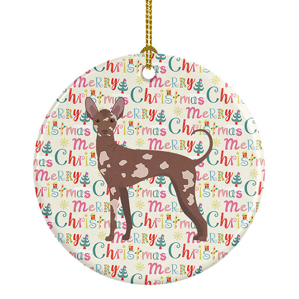 Mexican Hairless Dog #2 Merry Christmas Ceramic Ornament product image at NuMercy