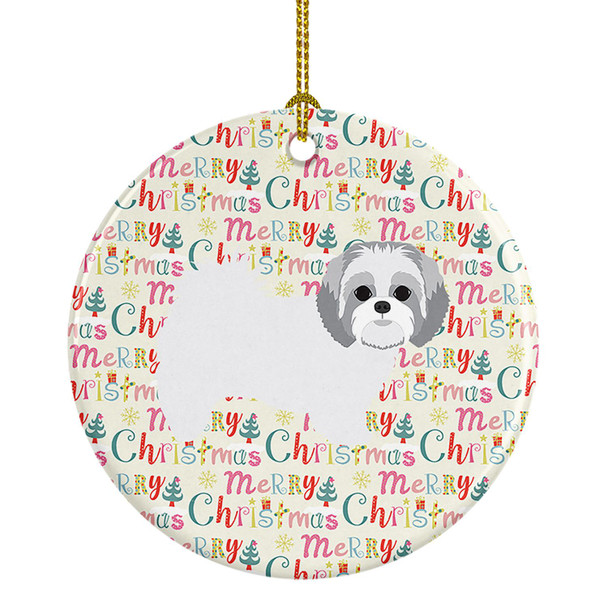 Shih Tzu #2 Merry Christmas Ceramic Ornament product image at NuMercy