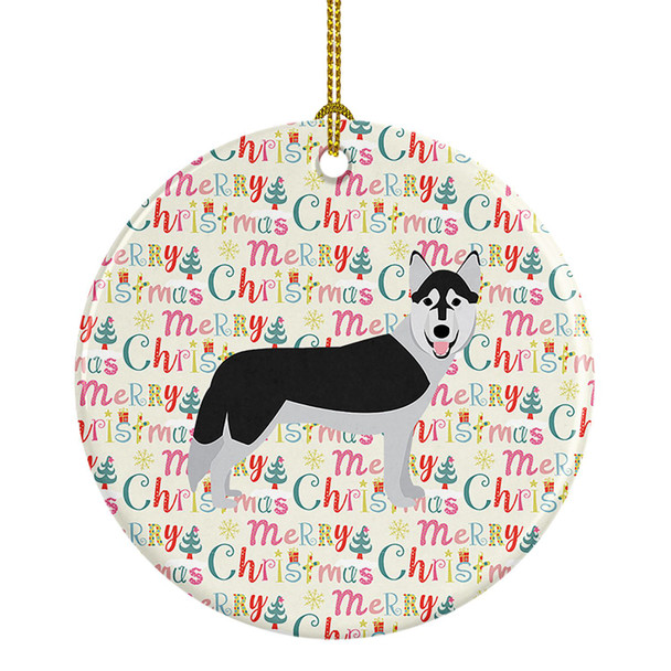 Siberian Husky Merry Christmas Ceramic Ornament WDK1804 product image at NuMercy