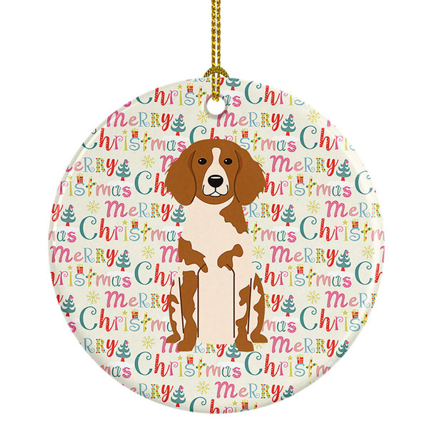 Merry Christmas Brittany Spaniel Ceramic Ornament WDK1615 product image at NuMercy