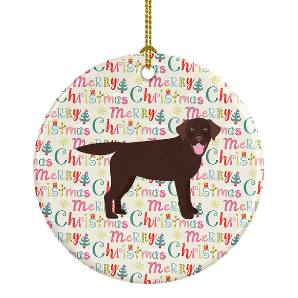 Chocolate Labrador Retriever Merry Christmas Ceramic Ornament product image at NuMercy