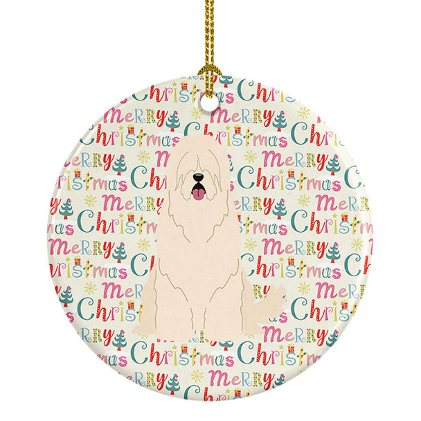 Merry Christmas South Russian Sheepdog Ceramic Ornament product image at NuMercy