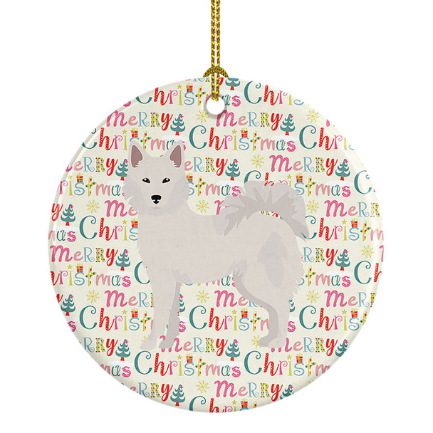 Danish Spitz Merry Christmas Ceramic Ornament WDK1709 product image at NuMercy