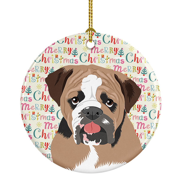 English Bulldog Tricolor #4 Christmas Ceramic Ornament product image at NuMercy