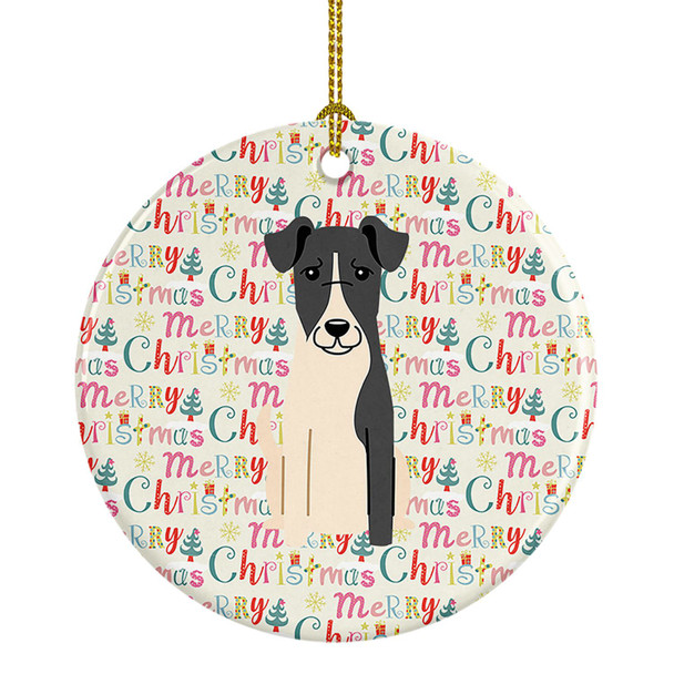 Merry Christmas Smooth Fox Terrier Ceramic Ornament product image at NuMercy