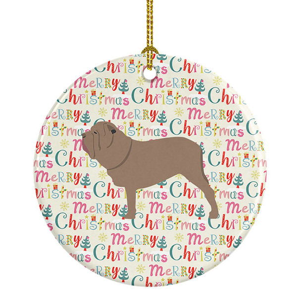 Neapolitan Mastiff Merry Christmas Ceramic Ornament product image at NuMercy