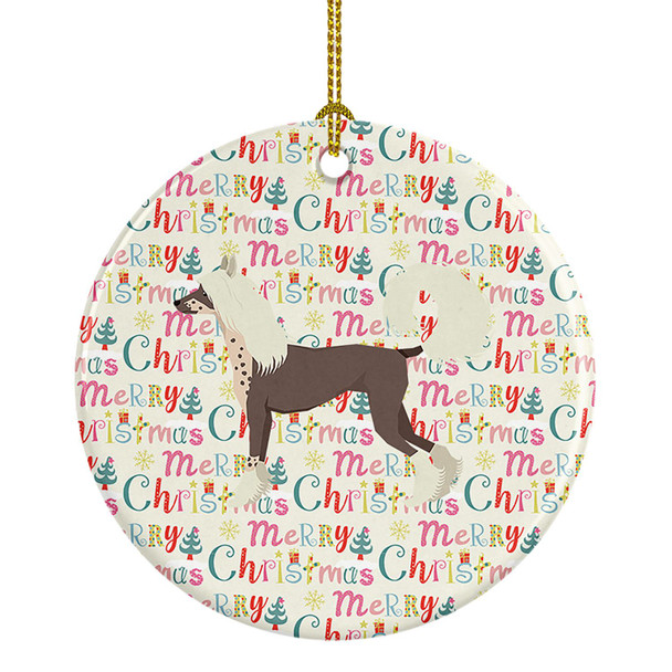 Chinese Crested Merry Christmas Ceramic Ornament WDK1947 product image at NuMercy