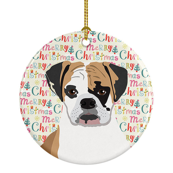 English Bulldog Tricolor #2 Christmas Ceramic Ornament product image at NuMercy