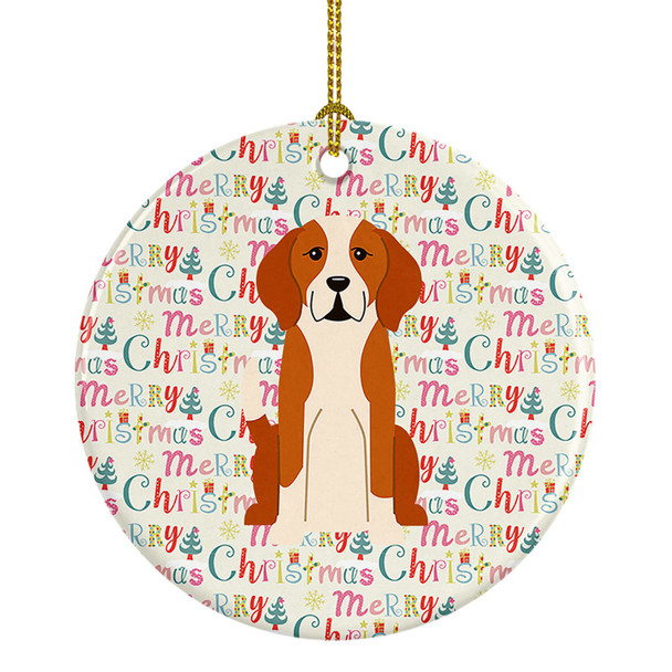 Merry Christmas English Foxhound Ceramic Ornament product image at NuMercy