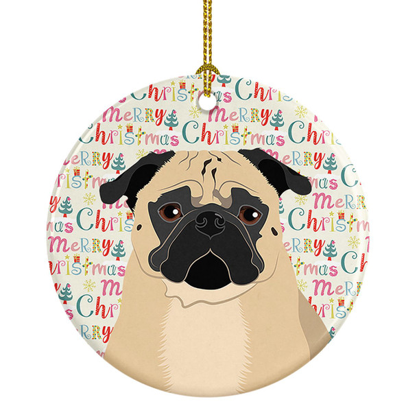 Pug Fawn #1 Christmas Ceramic Ornament product image at NuMercy