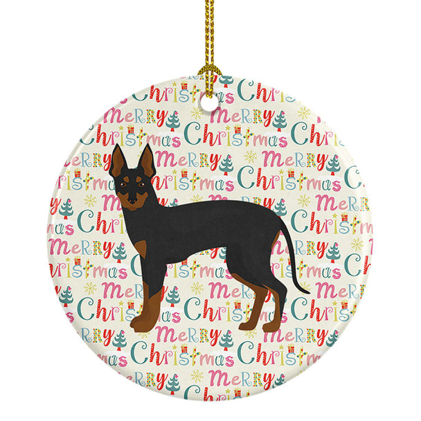 English Toy Terrier #2 Merry Christmas Ceramic Ornament product image at NuMercy