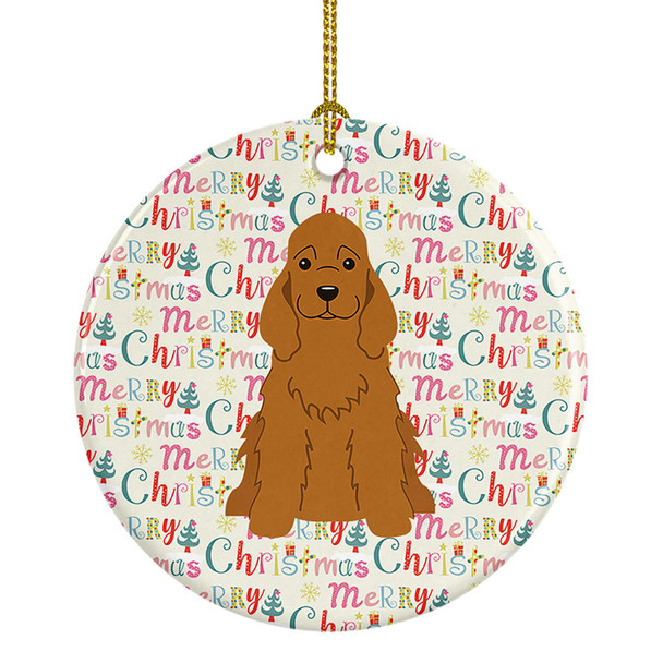 Merry Christmas Cocker Spaniel Red Ceramic Ornament product image at NuMercy