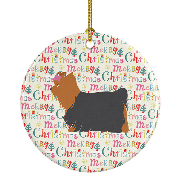 Yorkshire Terrier Yorkie Merry Christmas Ceramic Ornament product image at NuMercy