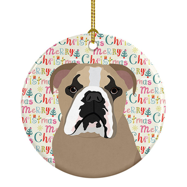 English Bulldog Lilac Tricolor Christmas Ceramic Ornament product image at NuMercy