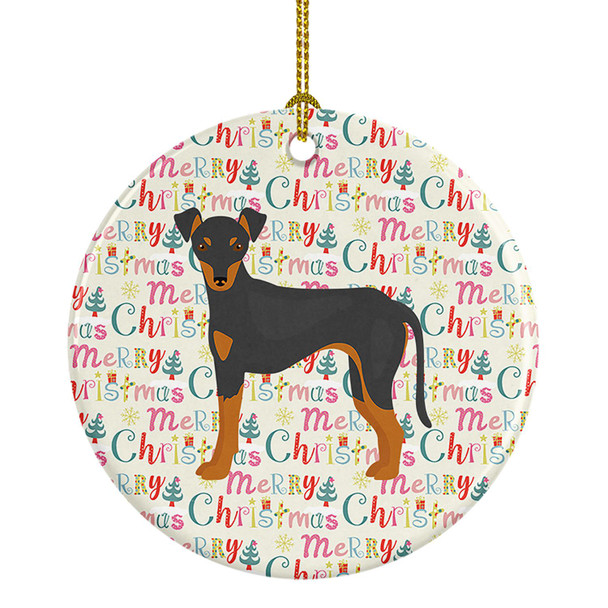 Manchester Terrier #2 Merry Christmas Ceramic Ornament product image at NuMercy