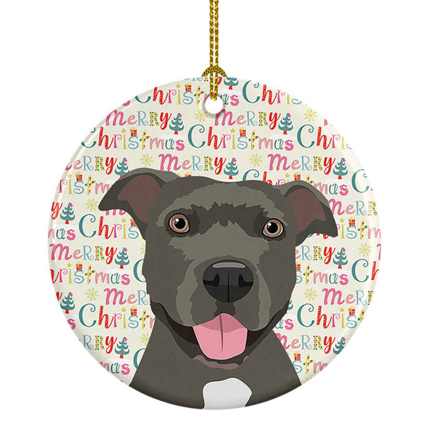 Pit Bull Blue #3 Christmas Ceramic Ornament product image at NuMercy