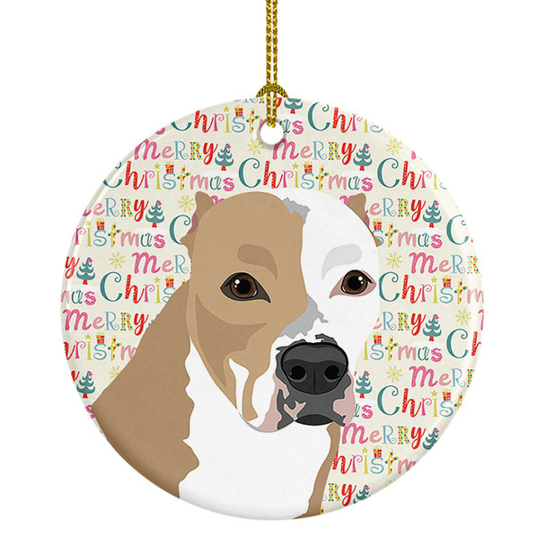 Pit Bull Fawn #4 Christmas Ceramic Ornament product image at NuMercy