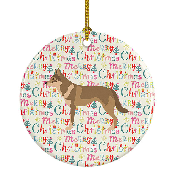 Czechoslovakian Wolfdog Merry Christmas Ceramic Ornament product image at NuMercy
