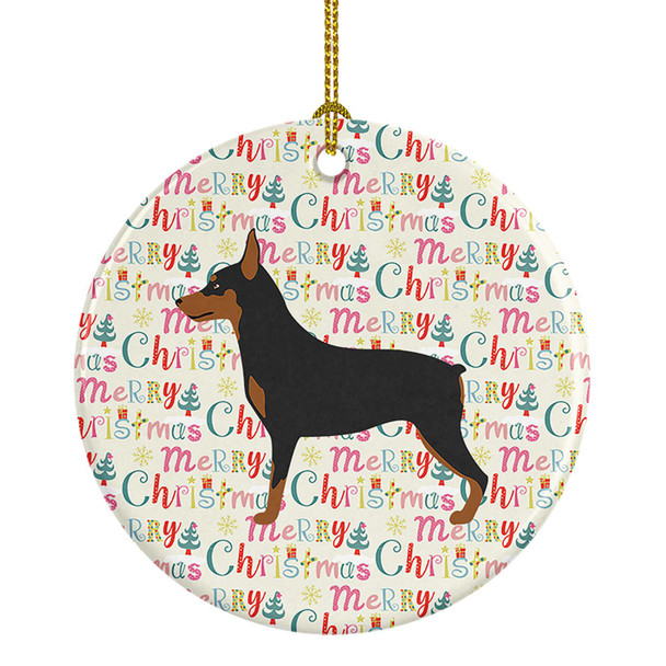 Miniature Pinscher Merry Christmas Ceramic Ornament WDK2040 product image at NuMercy
