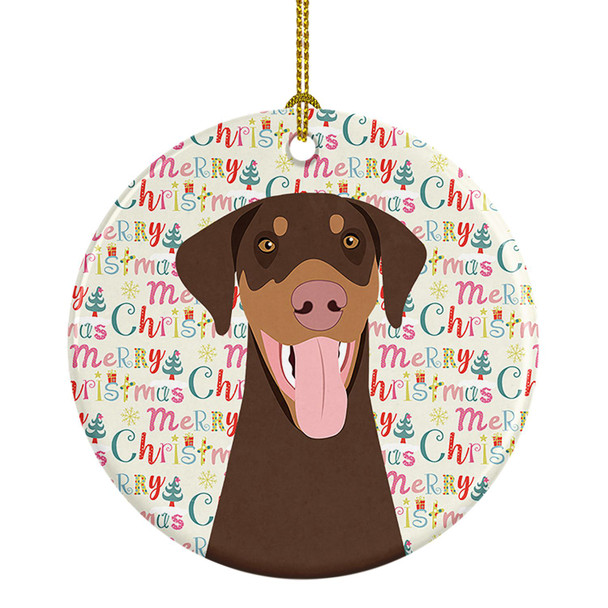 Doberman Pinscher Red and Rust Natural Ears #1 Christmas Ceramic Ornament product image at NuMercy