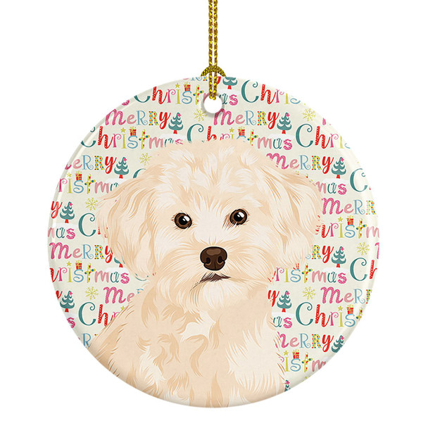 Poodle Toy Cream Christmas Ceramic Ornament product image at NuMercy