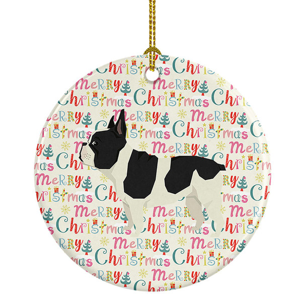 French Bulldog Merry Christmas Ceramic Ornament WDK1955 product image at NuMercy