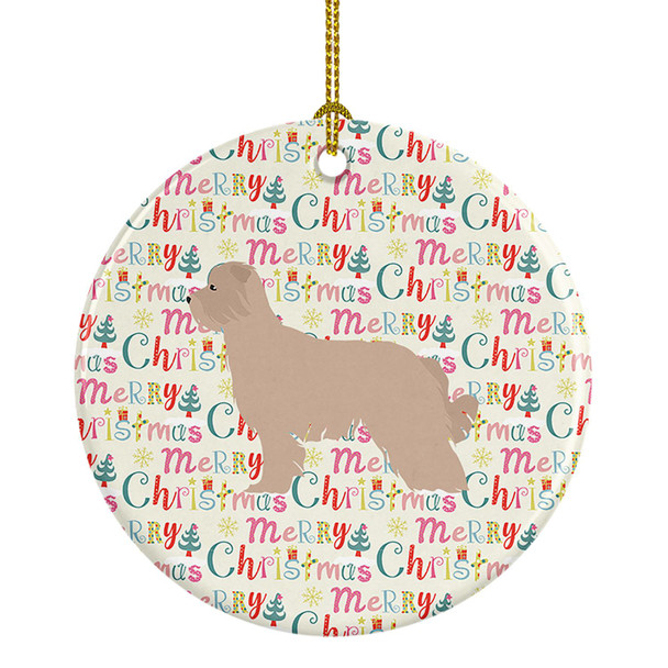 Pyrenean Shepherd Dog Merry Christmas Ceramic Ornament product image at NuMercy