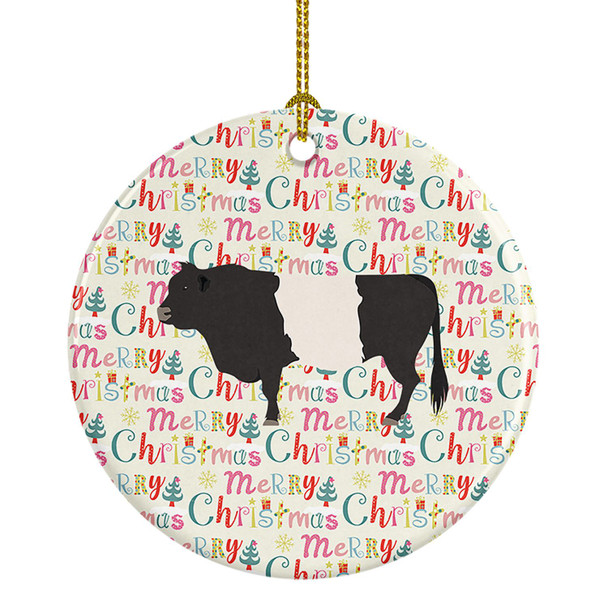Belted Galloway Cow Christmas Ceramic Ornament product image at NuMercy