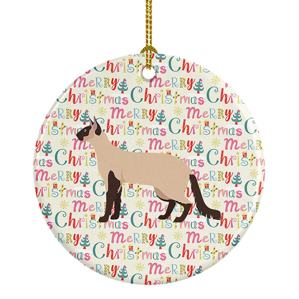 Colorpoint Longhair #3 Cat Christmas Ceramic Ornament product image at NuMercy