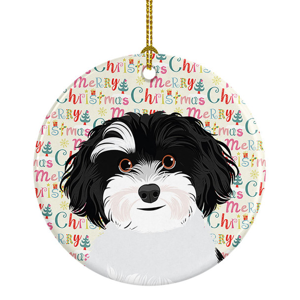 Shih-Tzu Black and White #1 Christmas Ceramic Ornament product image at NuMercy